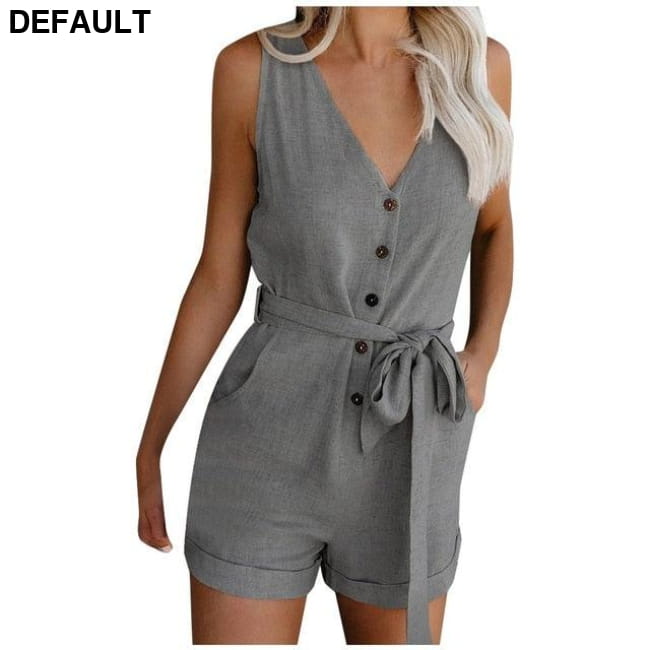 Combishort Femme Plus Size Button Jumpsuit Women Casual V B / S / United States Jumpsuits & Rompers Best Selling