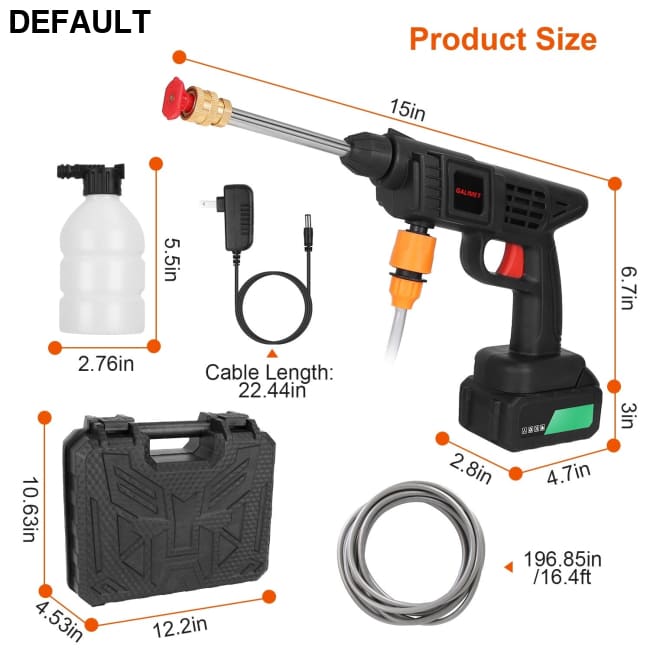 Cordless Pressure Washer Portable Electric Power High Water Sprayer 363PSI Car Cleaner with 12000mAh 48V Rechargeable