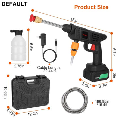 Cordless Pressure Washer Portable Electric Power High Water Sprayer 363PSI Car Cleaner with 12000mAh 48V Rechargeable