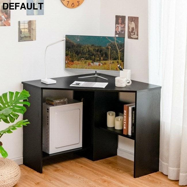 Corner Computer Desk Triangle Writing Workstation with Storage Shelf Black / US Home TV Stands Best Selling Products