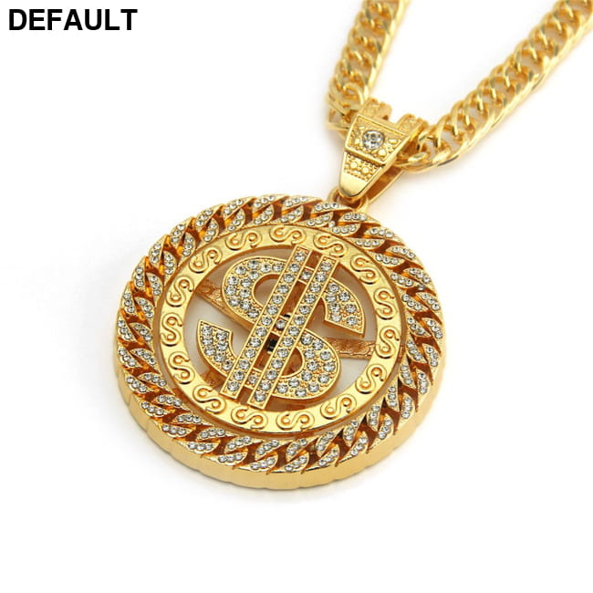Costume Gold Chain for Men Hip Hop Diamond Dollar Pendant Golden / CN Necklaces Sterling Silver