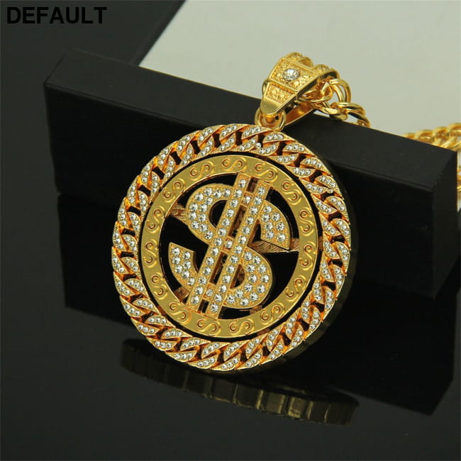 Costume Gold Chain for Men Hip Hop Diamond Dollar Pendant Necklaces Sterling Silver