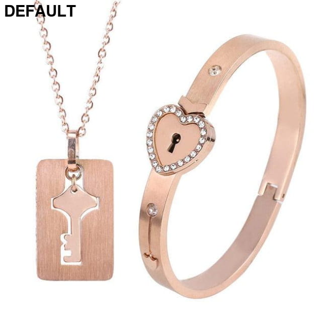 Couple Lovers Jewelry Love Heart Lock Bracelet Stainless Antique Silver Sterling Necklace Sets Necklaces