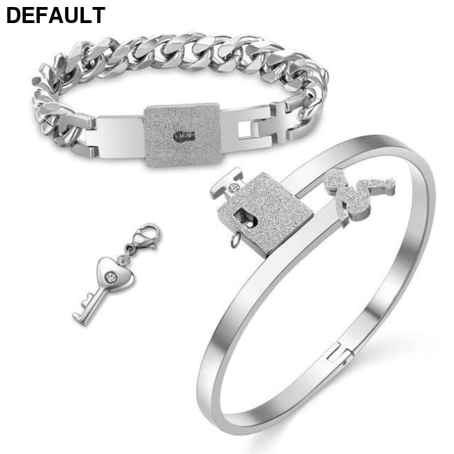 Couple Lovers Jewelry Love Heart Lock Bracelet Stainless Cubic Zirconia Sterling Silver Necklace Sets Necklaces