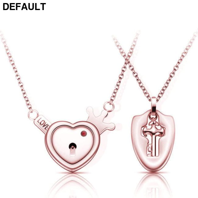 Couple Lovers Jewelry Love Heart Lock Bracelet Stainless Pink Sterling Silver Necklace Sets Necklaces