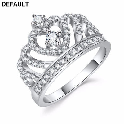 Creative Crown Zircon Ring Women Silver / 6 Sterling Rings