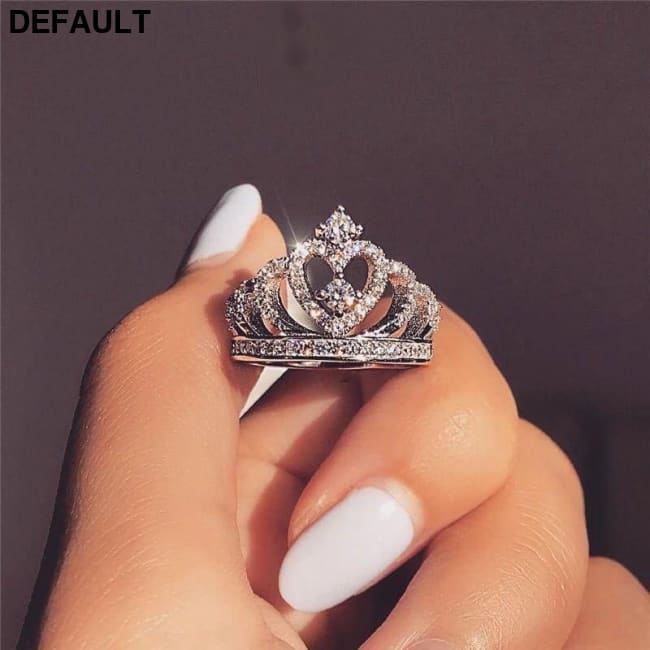Creative Crown Zircon Ring Women Sterling Silver Rings