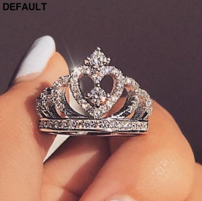 Creative Crown Zircon Ring Women Sterling Silver Rings