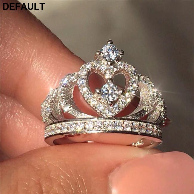 Creative Crown Zircon Ring Women Sterling Silver Rings