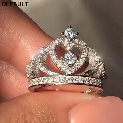 Creative Crown Zircon Ring Women Sterling Silver Rings