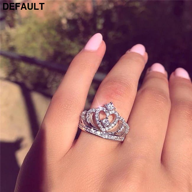Creative Crown Zircon Ring Women Sterling Silver Rings