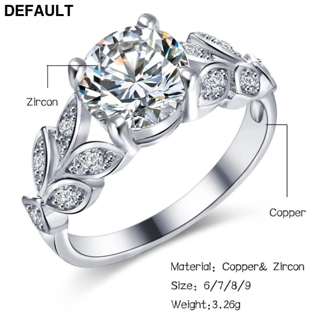 Crystal Silver Cubic Zirconia Wedding Ring Sterling Rings