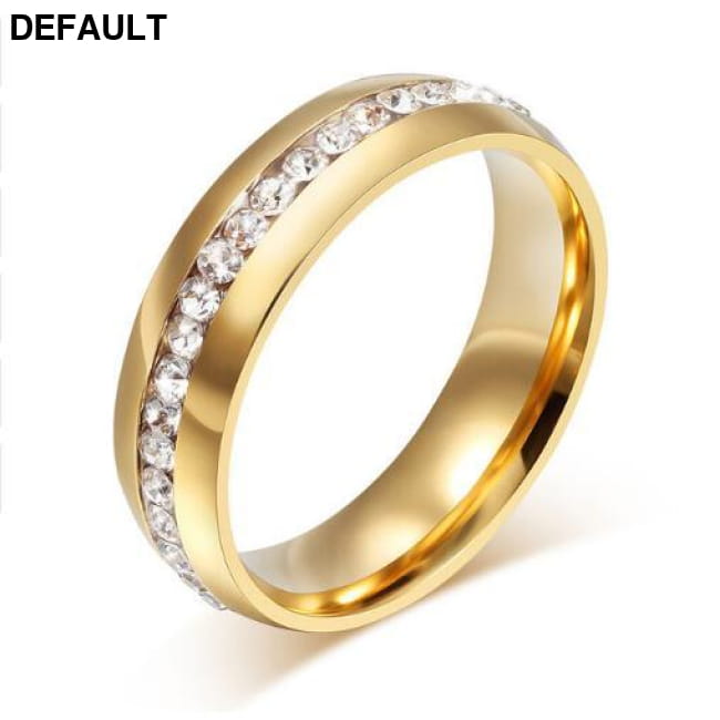 crystal wedding ring for women 6mm stainless steel gold size 12 Sterling Silver Rings