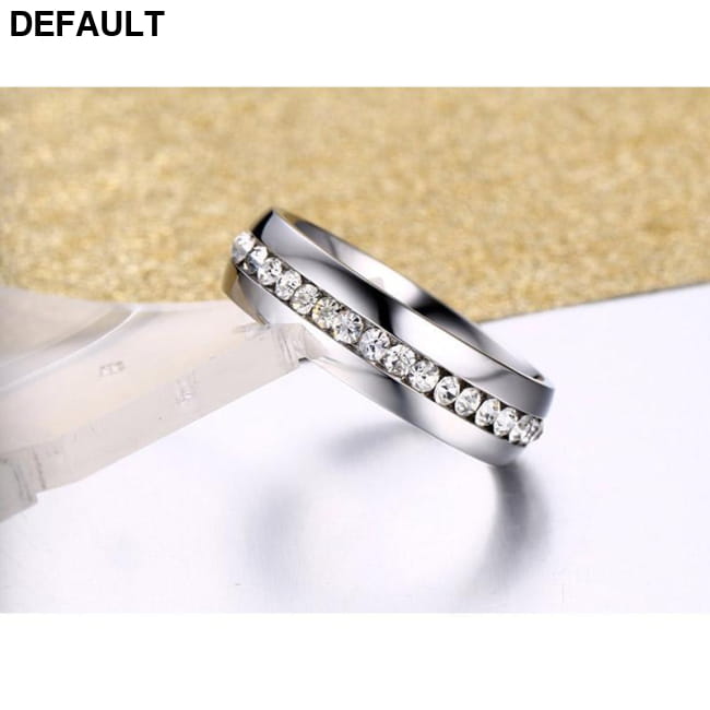 crystal wedding ring for women 6mm stainless steel Sterling Silver Rings