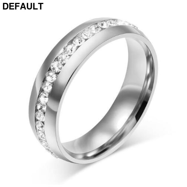crystal wedding ring for women 6mm stainless steel silver size 5 Sterling Rings