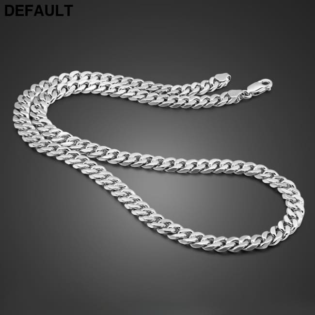 Cuban Riding Crop Necklace 6.5MM White Copper Plated With Thick Silver Buttons For Men Necklaces Sterling