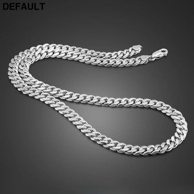 Cuban Riding Crop Necklace 6.5MM White Copper Plated With Thick Silver Buttons For Men Necklaces Sterling