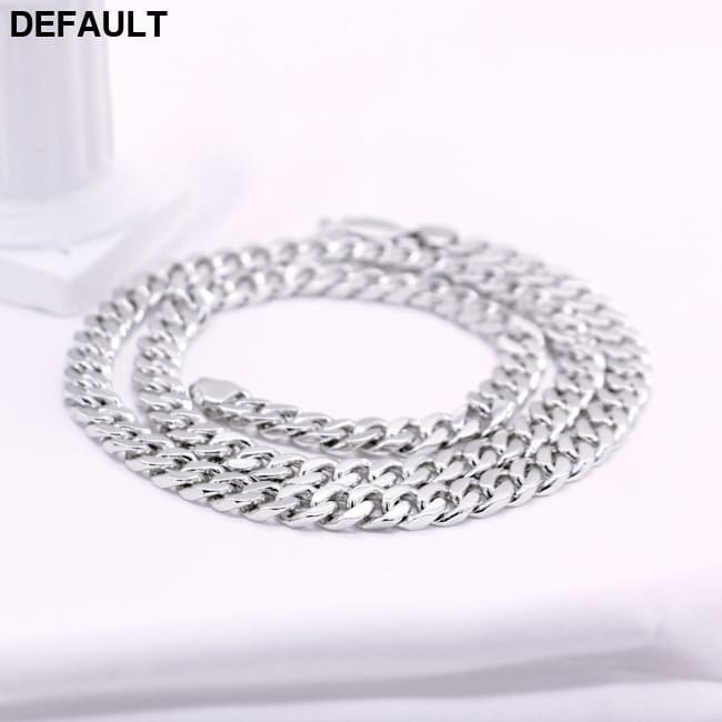 Cuban Riding Crop Necklace 6.5MM White Copper Plated With Thick Silver Buttons For Men Necklaces Sterling