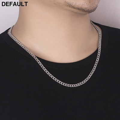 Cuban Riding Crop Necklace 6.5MM White Copper Plated With Thick Silver Buttons For Men Necklaces Sterling