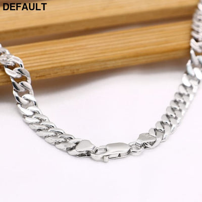 Cuban Riding Crop Necklace 6.5MM White Copper Plated With Thick Silver Buttons For Men Necklaces Sterling