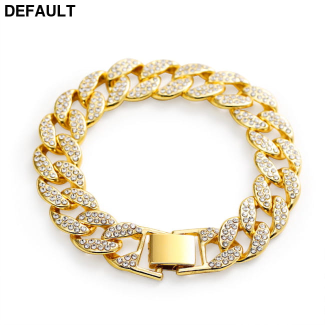 Cuban Thick Link Chain Bracelet Punk Luxury Crystal Gold / A Women Bracelets Best Selling Products
