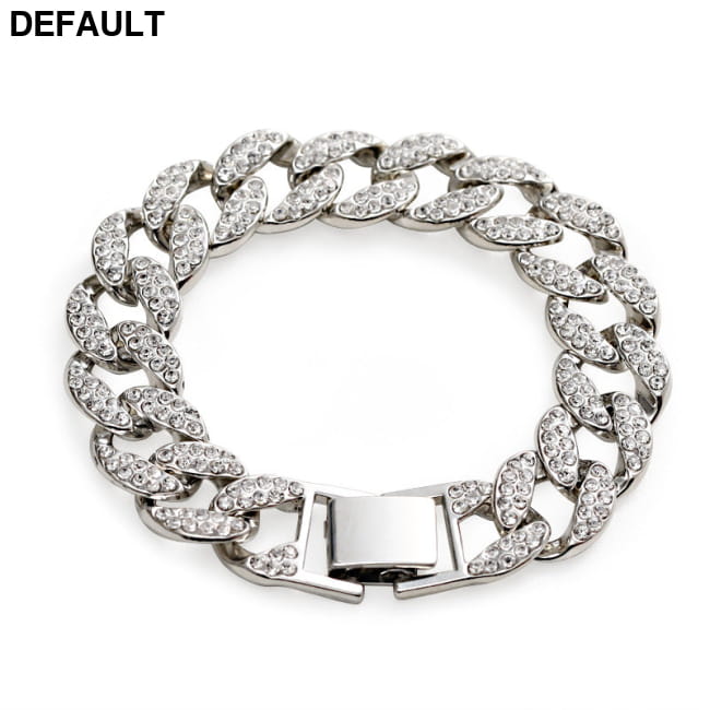 Cuban Thick Link Chain Bracelet Punk Luxury Crystal Silver / A Women Bracelets Best Selling Products