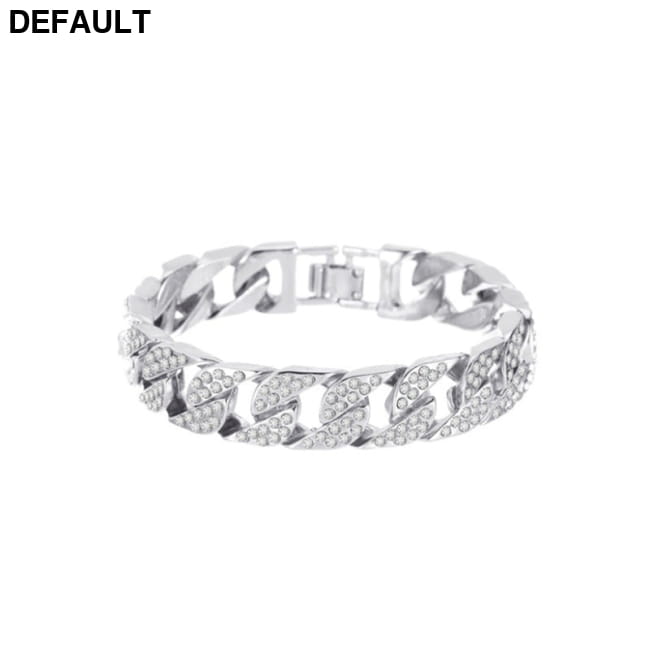 Cuban Thick Link Chain Bracelet Punk Luxury Crystal Silver / B Women Bracelets Best Selling Products