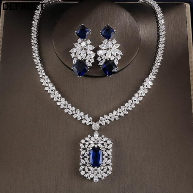 Cubic Zirconia Tag Necklace Earring Jewelry Set Sterling Silver Sets Necklaces