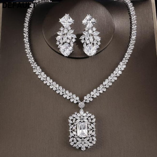 Cubic Zirconia Tag Necklace Earring Jewelry Set Sterling Silver Sets Necklaces