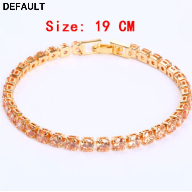Cubic Zirconia Tennis Bracelets Iced Out Chain Crystal Champagne / 19cm Women Best Selling Products