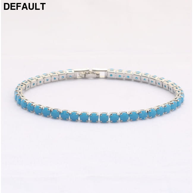 Cubic Zirconia Tennis Bracelets Iced Out Chain Crystal White Gold Blue / 17cm Women Best Selling Products