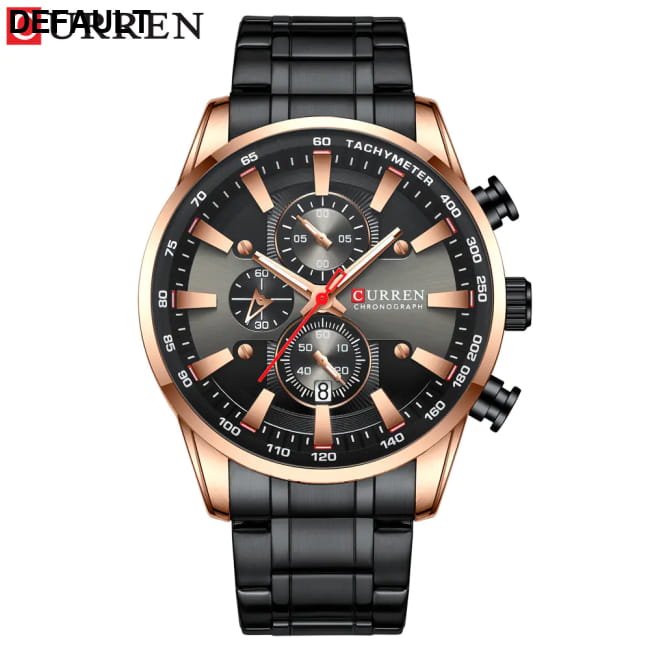 Curren 8351 Men’s Waterproof Quartz Watch with Calendar Rose shell Black Men Watches Best Selling Products