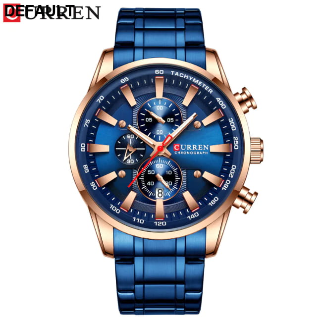 Curren 8351 Men’s Waterproof Quartz Watch with Calendar Rose shell blue Men Watches Best Selling Products