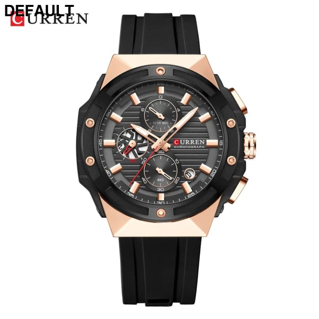 CURREN Fashionable Sports Multifunctional Chronograph Quartz Watch with Silicone Strap Creative Design Dial Luminous