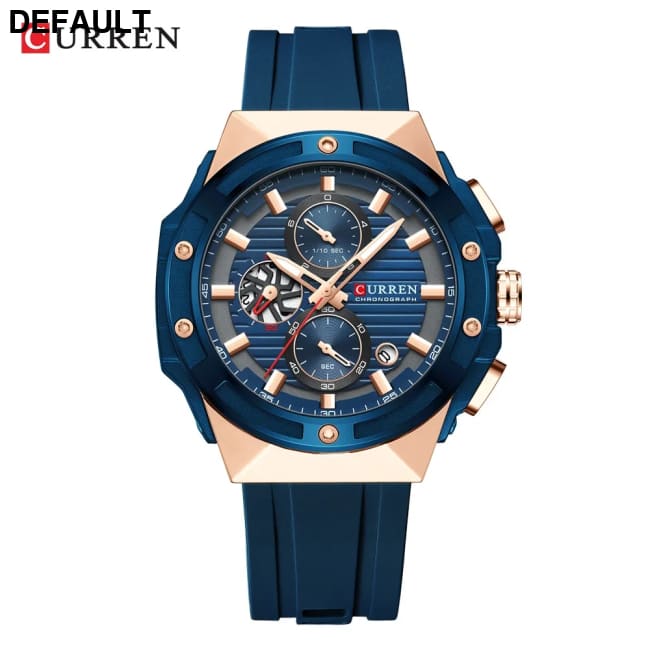 CURREN Fashionable Sports Multifunctional Chronograph Quartz Watch with Silicone Strap Creative Design Dial Luminous