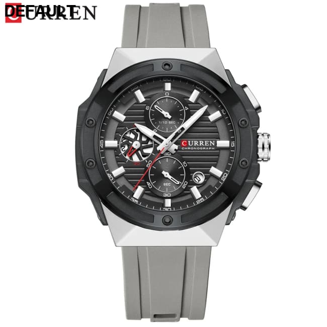 CURREN Fashionable Sports Multifunctional Chronograph Quartz Watch with Silicone Strap Creative Design Dial Luminous