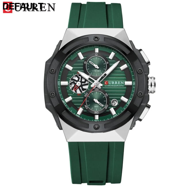 CURREN Fashionable Sports Multifunctional Chronograph green Men Sport Watches