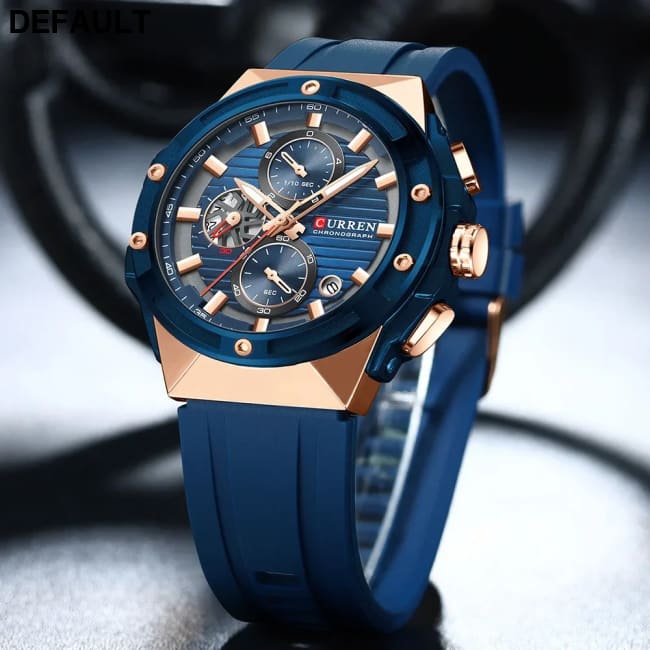 CURREN Fashionable Sports Multifunctional Chronograph Quartz Watch with Silicone Strap Creative Design Dial Luminous