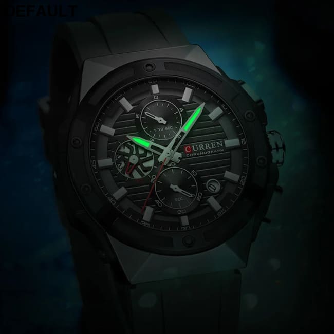 CURREN Fashionable Sports Multifunctional Chronograph Quartz Watch with Silicone Strap Creative Design Dial Luminous