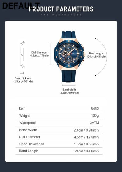CURREN Fashionable Sports Multifunctional Chronograph Quartz Watch with Silicone Strap Creative Design Dial Luminous