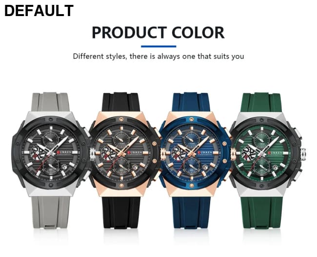 CURREN Fashionable Sports Multifunctional Chronograph Quartz Watch with Silicone Strap Creative Design Dial Luminous