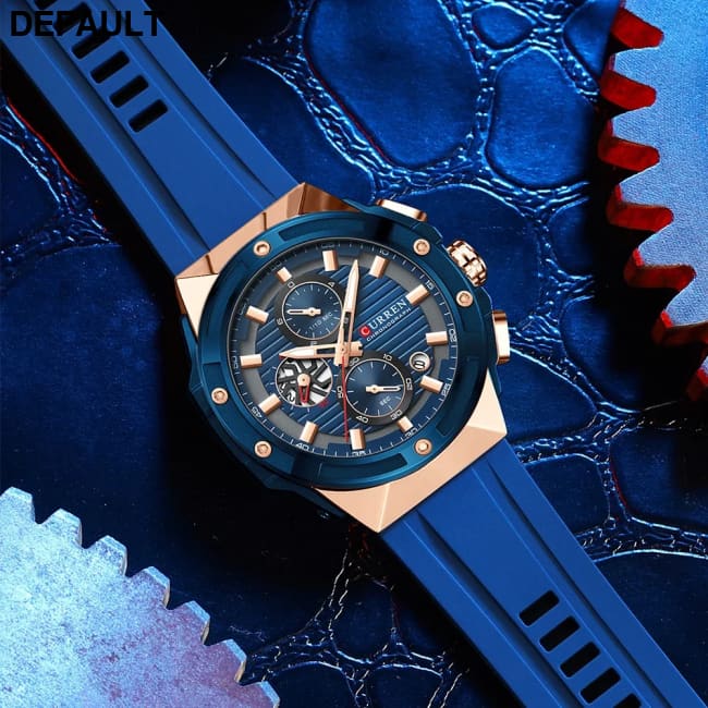 CURREN Fashionable Sports Multifunctional Chronograph Quartz Watch with Silicone Strap Creative Design Dial Luminous