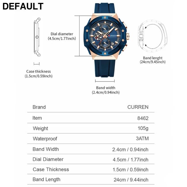 CURREN Fashionable Sports Multifunctional Chronograph Quartz Watch with Silicone Strap Creative Design Dial Luminous