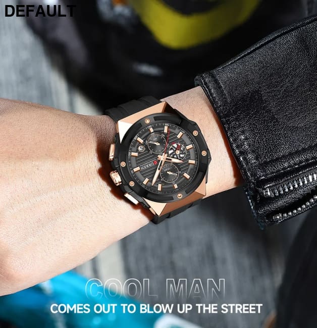 CURREN Fashionable Sports Multifunctional Chronograph Quartz Watch with Silicone Strap Creative Design Dial Luminous