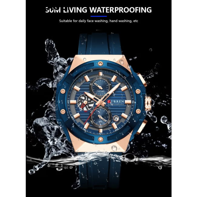 CURREN Fashionable Sports Multifunctional Chronograph Men Sport Watches