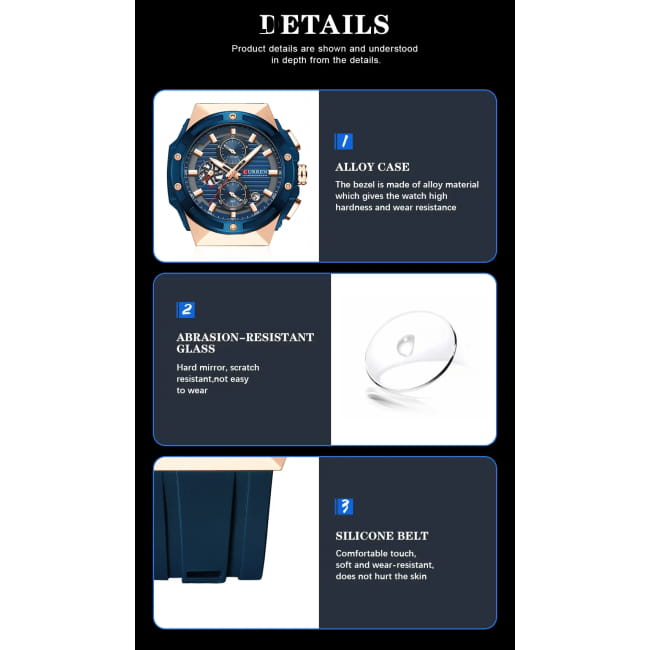 CURREN Fashionable Sports Multifunctional Chronograph Men Sport Watches