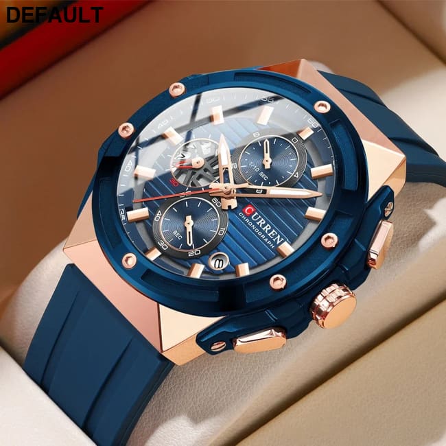 CURREN Fashionable Sports Multifunctional Chronograph Quartz Watch with Silicone Strap Creative Design Dial Luminous