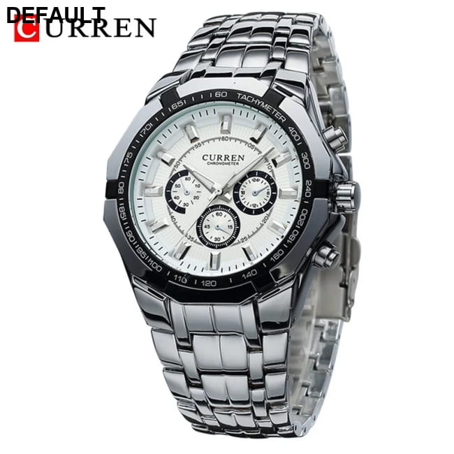 CURREN Men Luxury Brand Military Sport Mens Watches Full Silver White