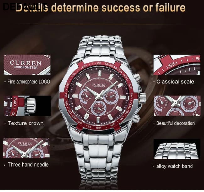 CURREN Men Luxury Brand Military Sport Mens Watches Full Steel Quartz Clock Men’s Waterproof Business Watch relogio