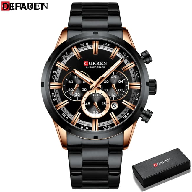 Curren Men’s Watch Blue Dial Stainless Steel Band Date Mens Business Male Watches Waterproof Luxuries Men Wrist